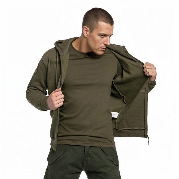 Толстовка Mil-Tec Tactical Hoodie Zipper Olive 11472012-L фото