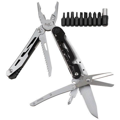 Мультитул MFH Fox Outdoor з ножицями Black/Silver 27182 фото